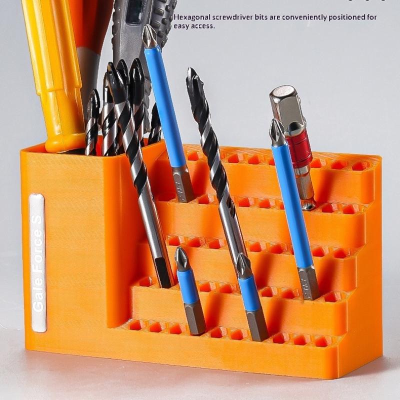 Orange 50-Hole Hex Screwdriver Bit Storage Box Impact Driver Bit Holder Organizer Durable Tool Box For Diy & Workshop
