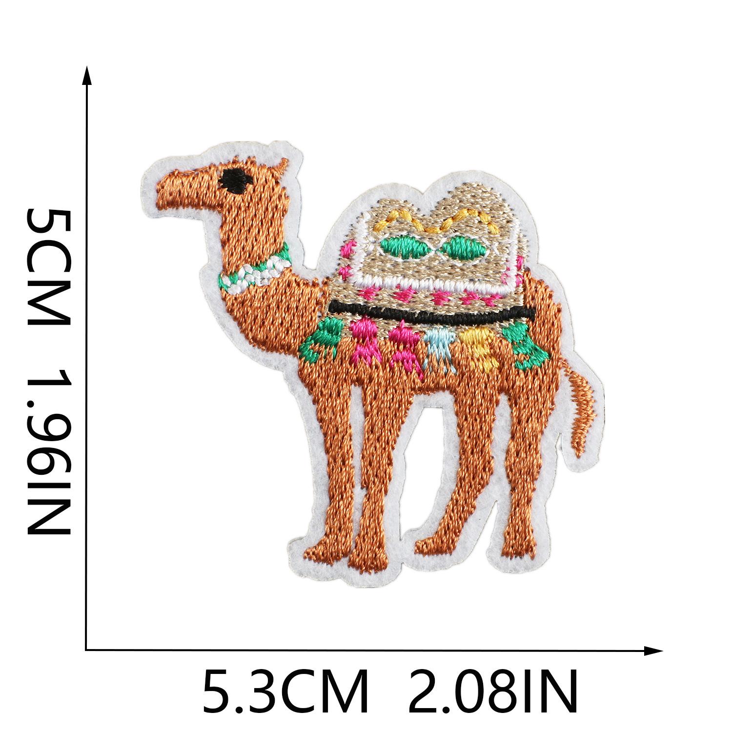 Desert Camel Embroidery Cloth Sticker, Clothes Decoration, Cute Alpaca Patch Sticker, Computer Embroidery Label, Lamb Embroidery Sticker no. 9_3 pieces