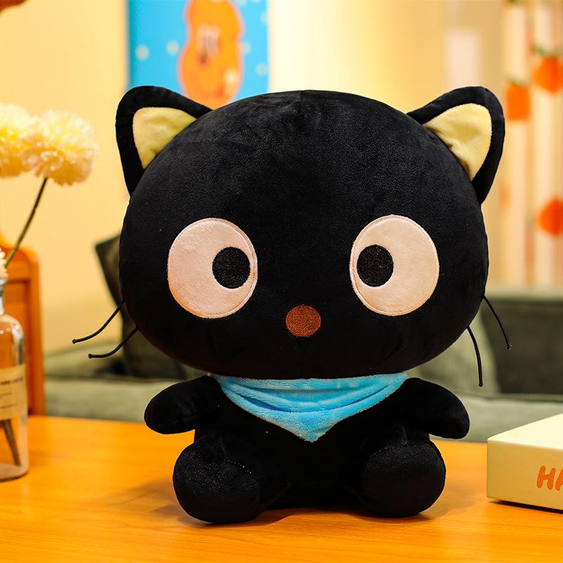 

New chocolate cat plush doll scarf dark big eyes cat soft cute toy children s gift 30 cm 0.4kg