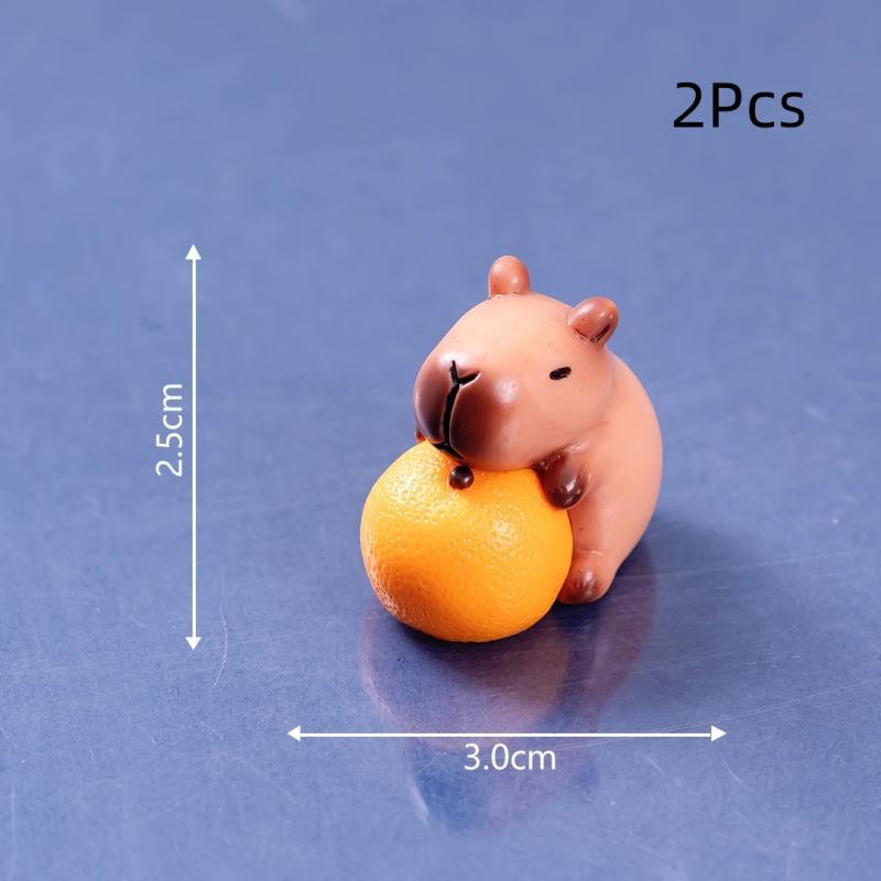 2 ks Mini Pryskyřičné Kapybara Miniatury Figurky Roztomilá Vílí Zahrada Zvířecí Ozdoba Mini Soška Dekorativní Malá Krajinářská