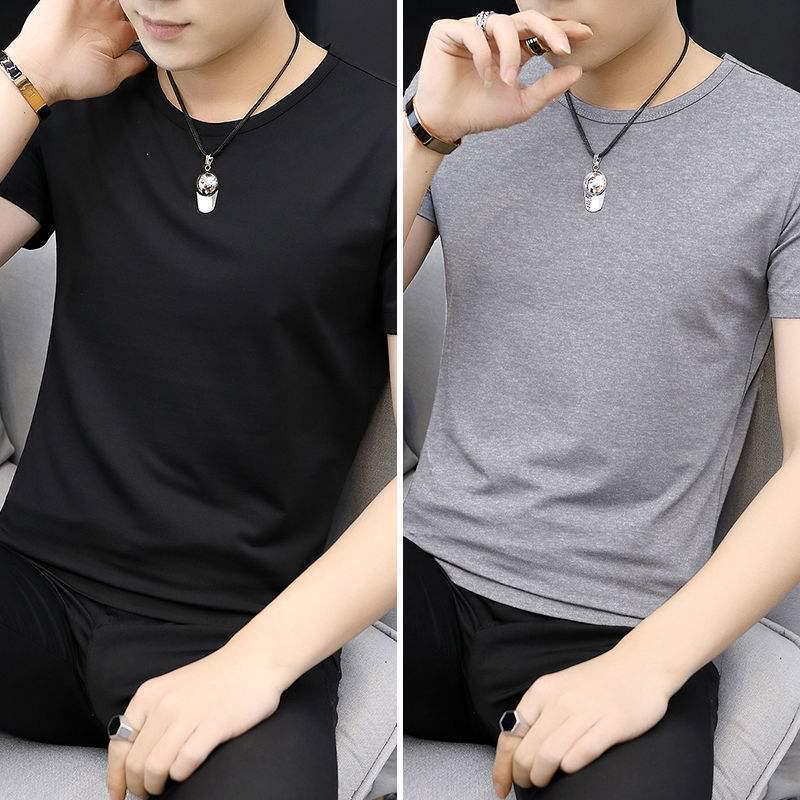 2-pak męskich koszulek z lodowego jedwabiu z dekoltem w serek, z krótkim rękawem, slim fit