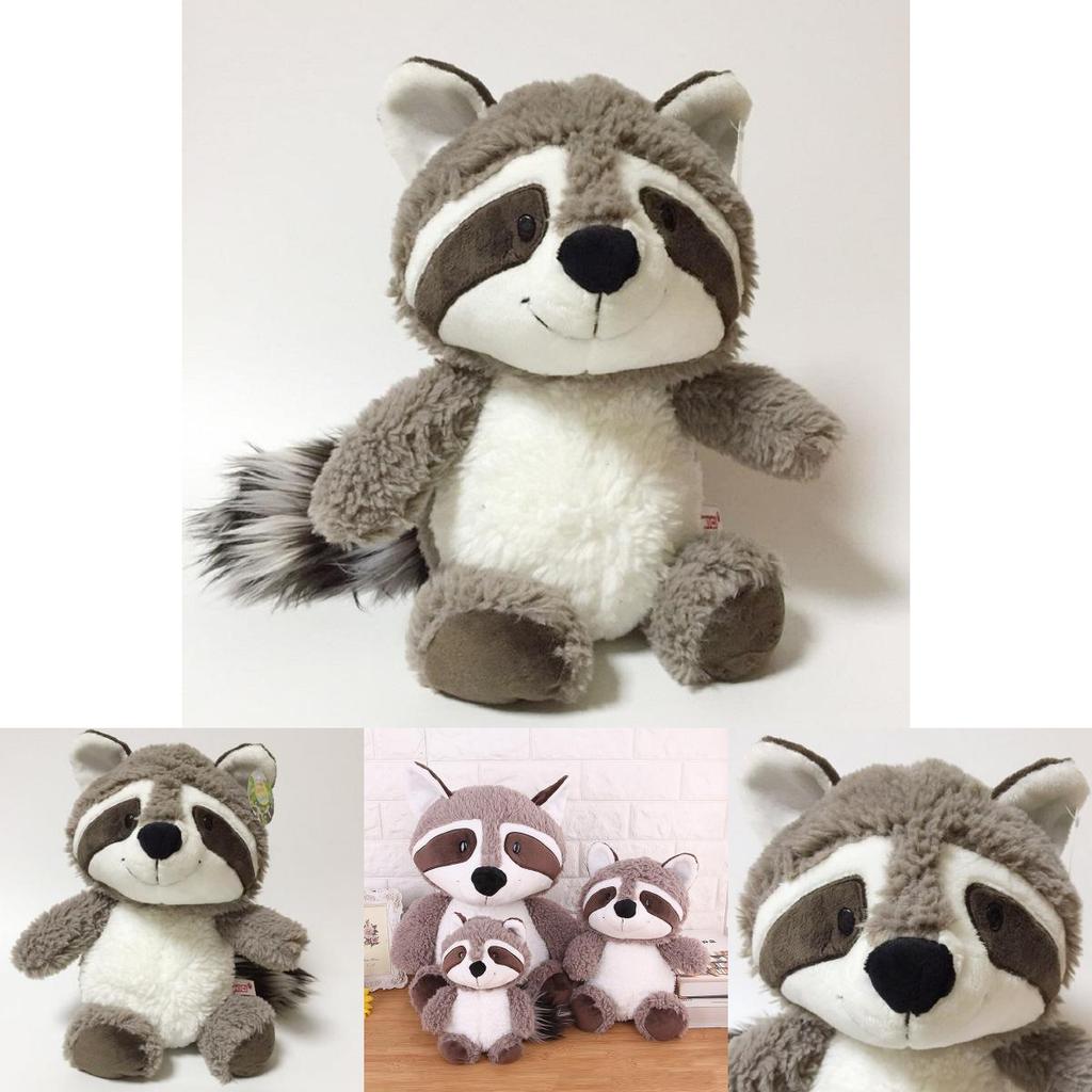 Adorable Big Tail Gray Raccoon Plush Doll Soft Stuffed Animal For Childrens Gift