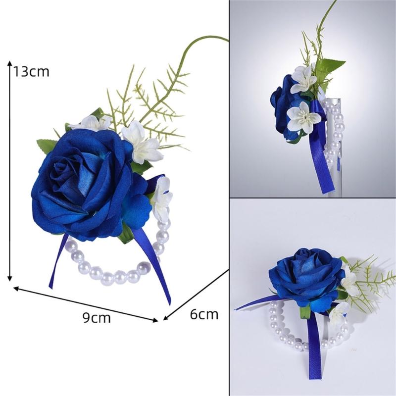 Wedding Boutonniere Wristlet Pearls With Artificial Floral Design For Bridesmaids Grooms Formal Outfit
