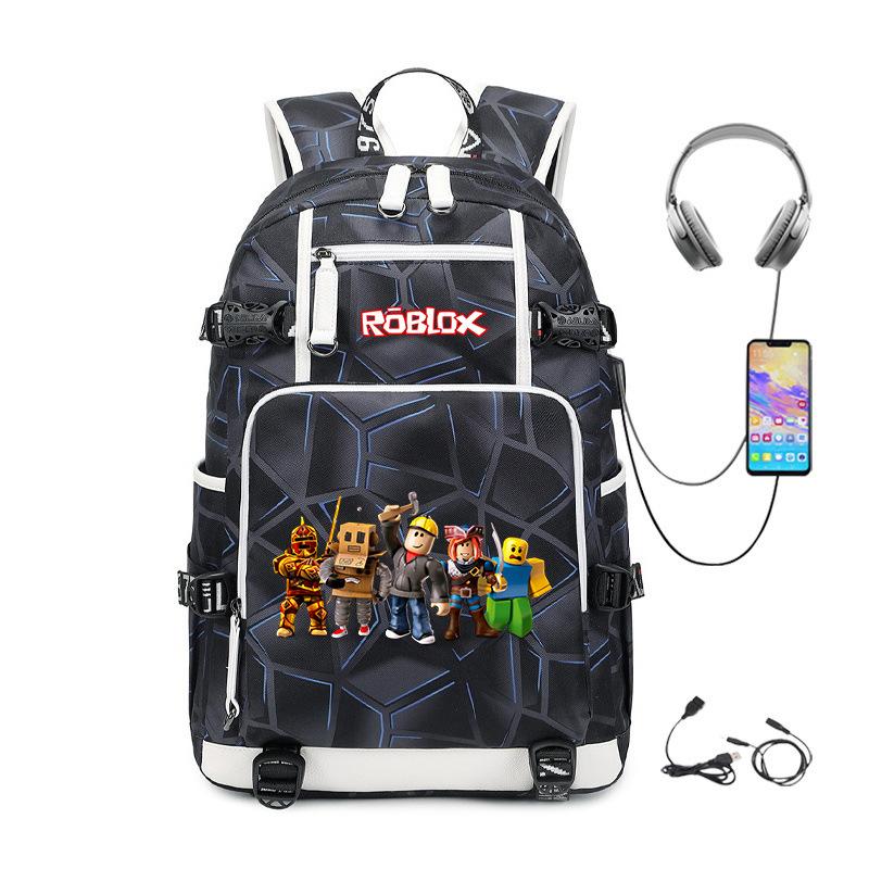 Cartoon Game USB Backpack Large Capacity Hiking Bag College Student Outdoor Travel Casual Daypack