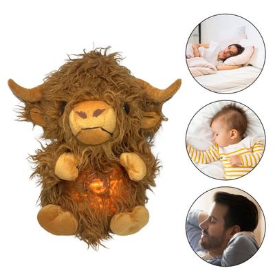 Vaca de las Tierras Altas de Peluche con Música Relajante para Bebés, Vaca de las Tierras Altas con Luz Musical