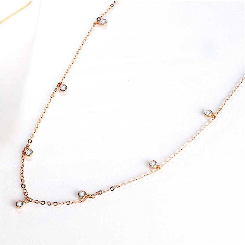 ANENJERY Multiple Zircon Tassel Necklace for Women Simple Personality Choker European Jewelry