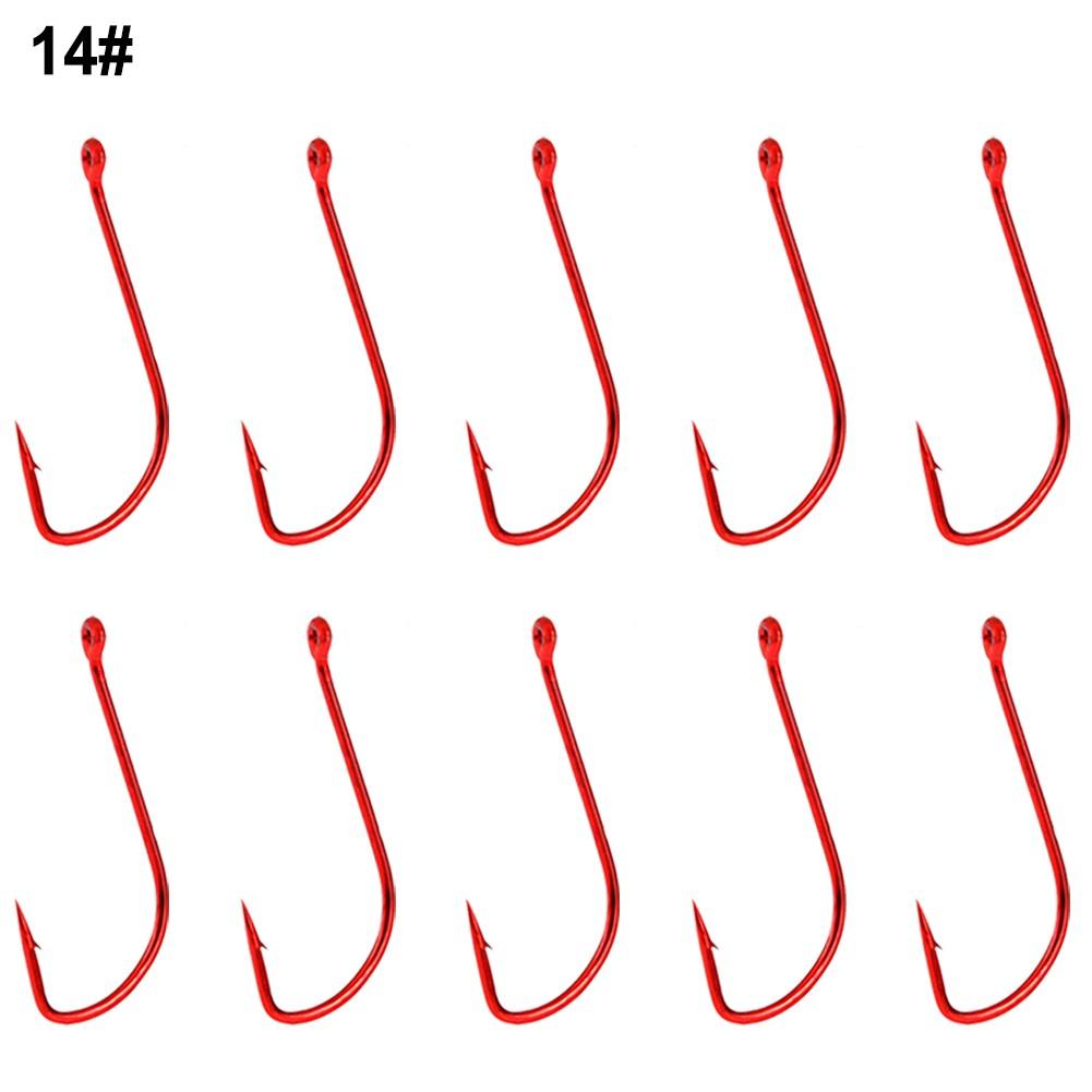 10 Pcs/bag Hooks Red Fishhooks 11#/12#/13#/14# Barbed Hook