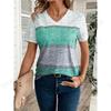 2025 Nuova T-shirt da Donna a Righe a Quadri Stampa 3D T-shirt Moda Donna Casual Scollo a V Manica Corta Top Magliette Abbigliamento Femminile Quotidiano