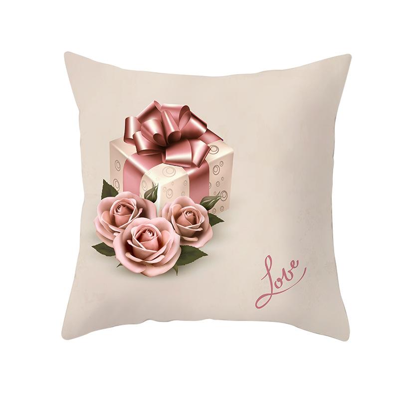 Pink Series Valentine's Day Peach Skin Pillowcase Home Sofa Cushion Cover Square Pillowcase