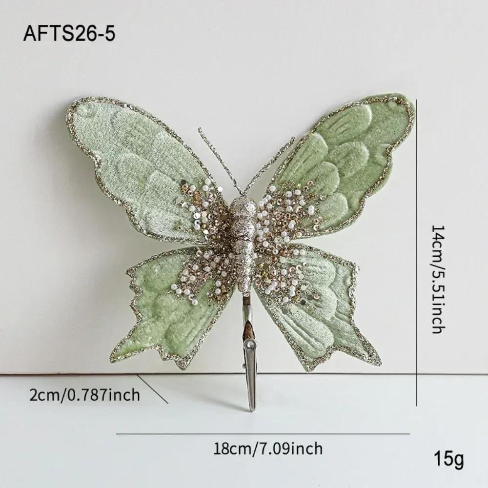 Multicolor Christmas Tree Decoration 25*21cm Gold Powder Fabric Glitter Butterfly Accessories Party Supplies Hanging Decoration