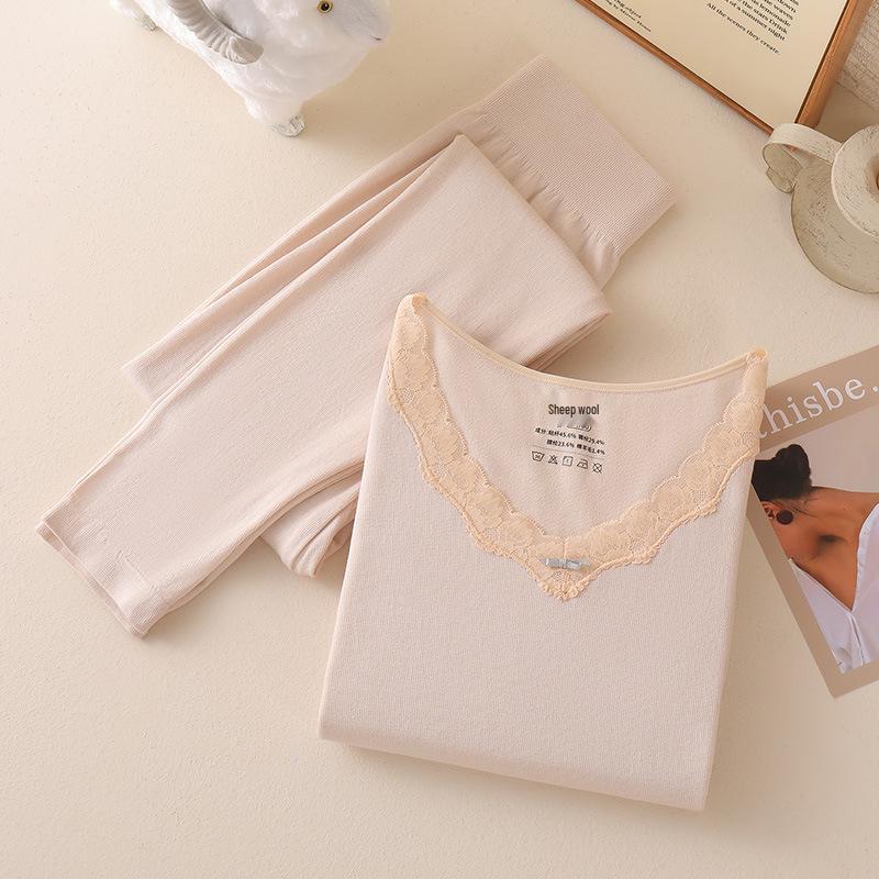 2025 Women's Seamless V-neck Body Shaping Thermal Underwear Set for Autumn/Winter