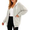 Women's Fashion Fuzzy Solid Color Zippered Pocket Hooded Long Sleeve Loose Warm Jacket