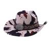 One-word cow pattern woolen top hat retro metal accessories western cowboy hat European and American sunshade retro jazz hat