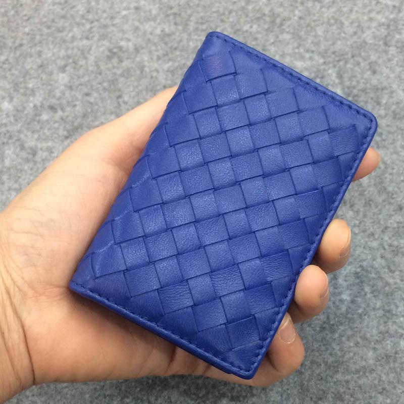 

В наличии: 2019 Летний Унисекс Плетеный Держатель для ID и Визитных Карт из Ягнячьей Кожи с Отделением для Монет - Большая Вместимость, Однотонный. синий