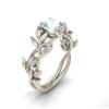 European and American Princess Olive Leaf Engagement Ring with Diamond Blue Zircon Set Ring, Jewelry