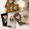 Cartoon Bear Patten Korean Style Socks Middle Tube Hosiery Girls Cotton Socks College Style Hosiery