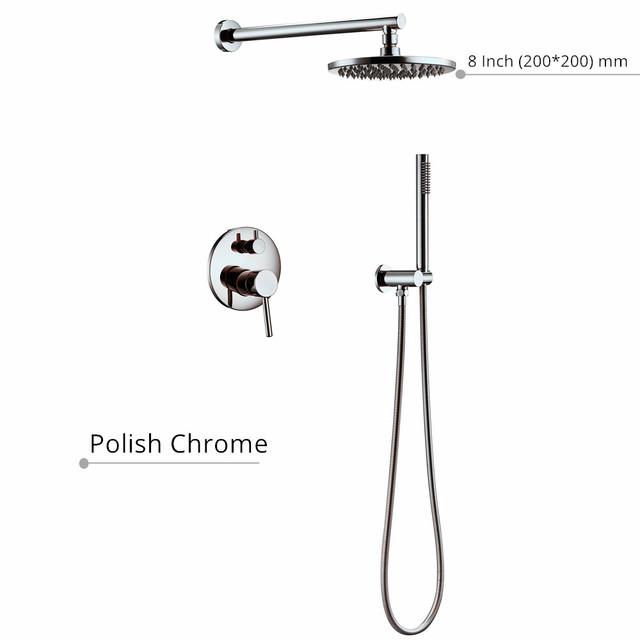 Black Shower System Set Bathroom Faucet Mixer Diverter Tap Brass Ceiling Or Wall Arm Handheld Spray With 8-16" Rian Head