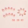 24pcs Long Almond False Nails French White Edge Aurora Butterfly Strawberry Press on Nails Starry Golden Ripple Detachable