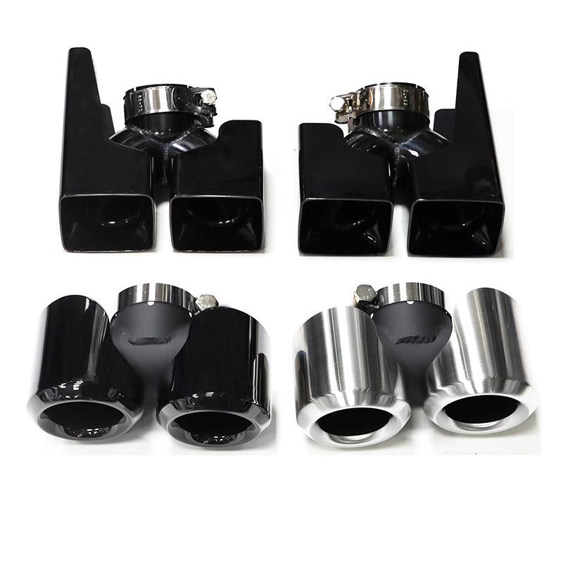 Black Stainless Steel Quad Exhaust Tips for 20-24 Land Rover Defender 90/110