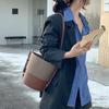 Retro Bucket Bag Women's Trend New Portable Cylinder Bag Splicing Design Women's Shoulder Bag