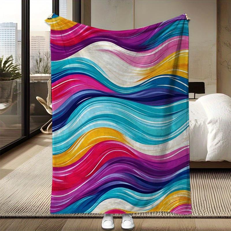 

Colorful wave pattern Blanket for Sofa Bed Travel Camping Living Room Office Conditioning Blanket for All Seasons Gifts 75x90cm