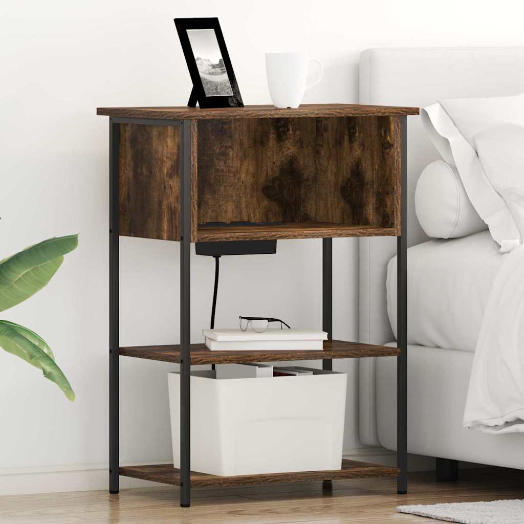 Nightstand Smoked Oak 55 X 31 X 76 Cm Engineered Wood