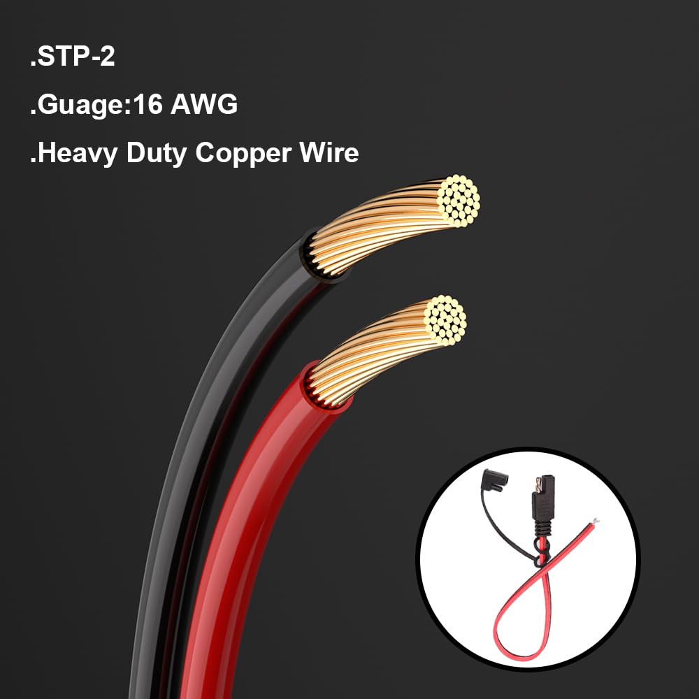 HUIQIAODS SAE Connector, Extension Cable, Set of 2, 2-Pin, SAE Extension Power Cord, Extension