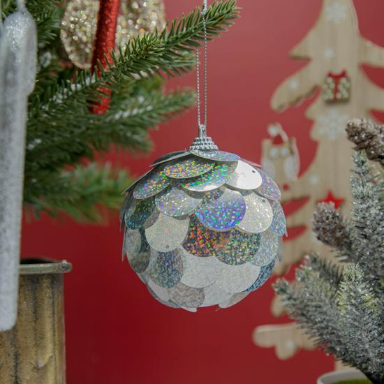 8cm runde Fischschuppen-Weihnachtsornamente: Gold, Grün, Rot, Rosa, Champagner Laserfarben