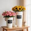 Cream White Floral Water-Holding Tin Bucket for Arrangements with Artificial or Dried Flowers