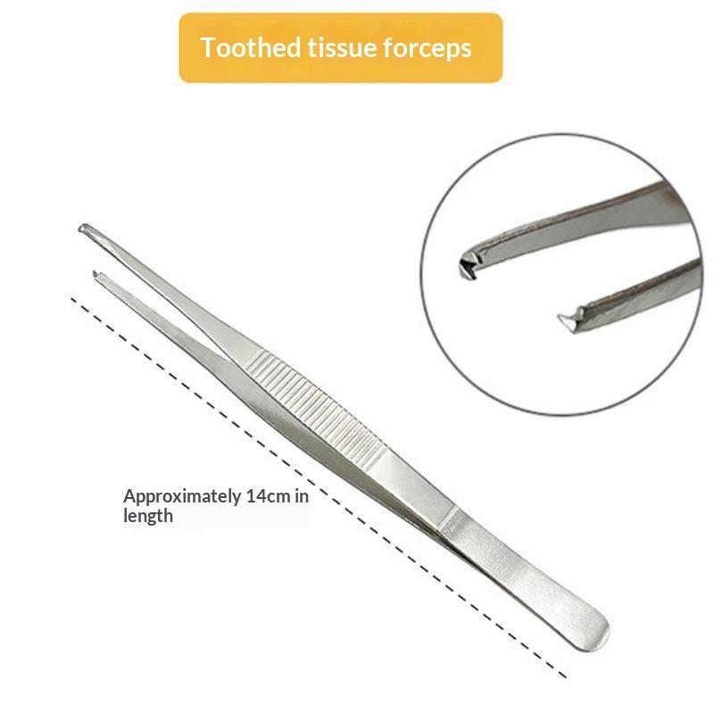 1Pcs Serrated Toothed Tweezers 125/140mm Silver Precise Grip for Manipulating Suturing Needle Pet Clinic Veterinary Use