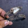 Moonstone Gemstone Handmade Copper Wire Wrap Cuff Bangle Adjustable ET-4973