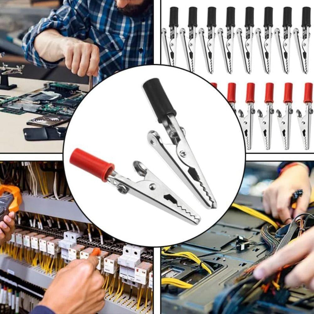 60pcs Professional Insulated Alligator Clips Joints Connection Spring Loaded Battery Clamps Universal Electrical Clips Vehicle