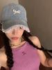Butterfly Knot Denim Baseball Cap With Sun Protection For Casual Women