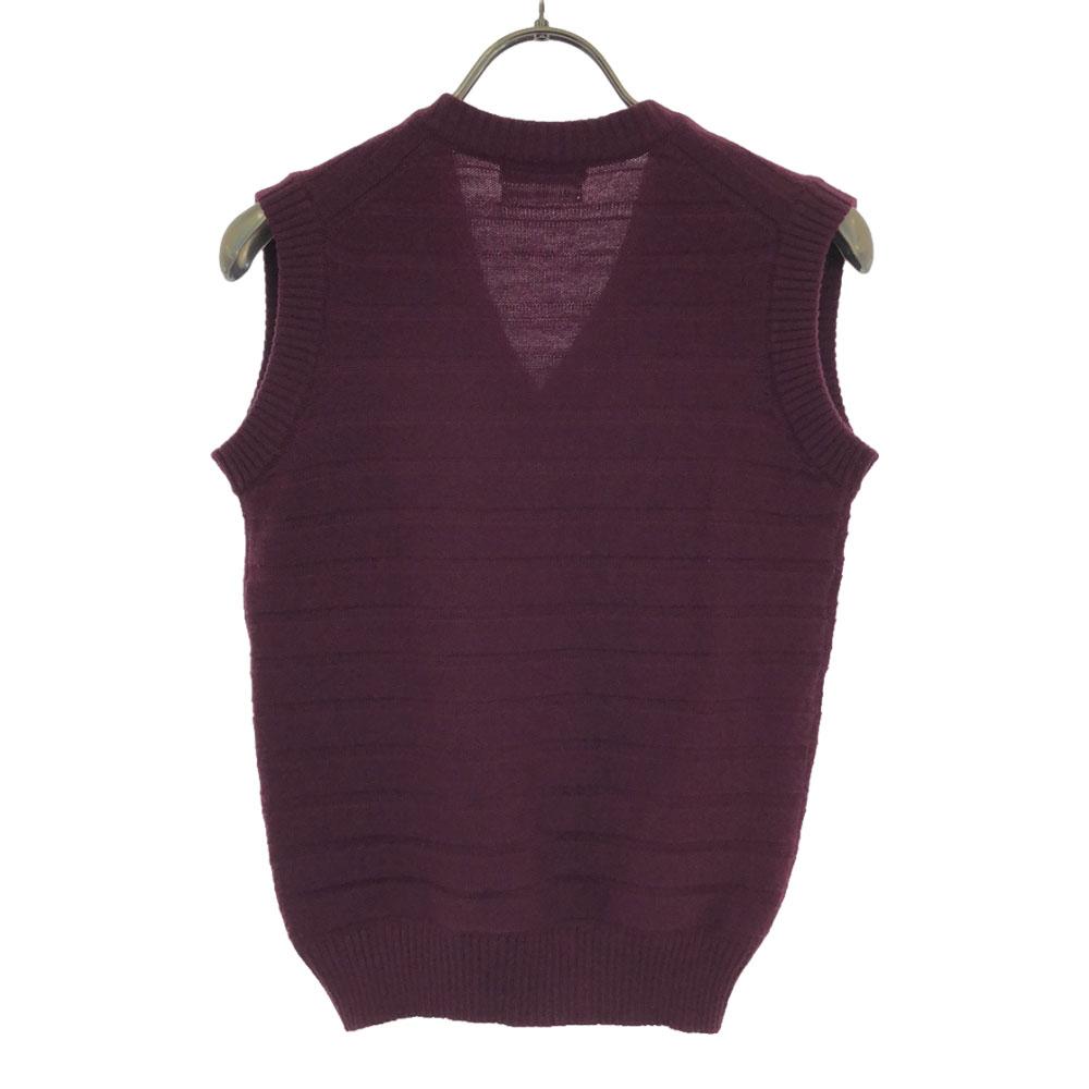 Yves Saint Laurent Wool V Neck Knit Vest 2 Purple Women Used