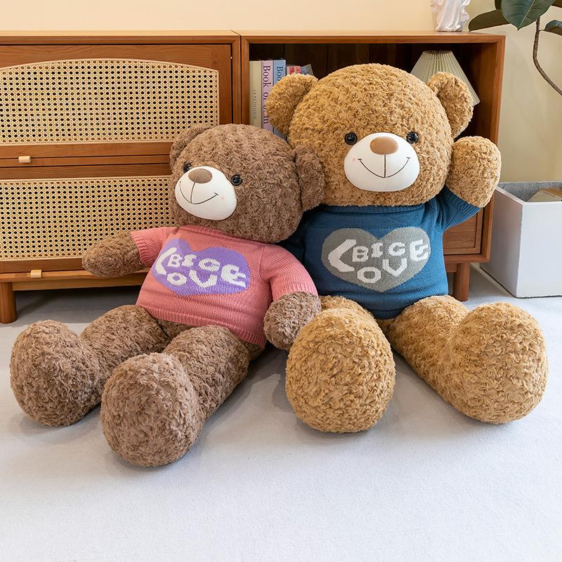 Love sweater bear plush toy for girlfriend big bear doll teddy bear home throw pillow ring gift baby
