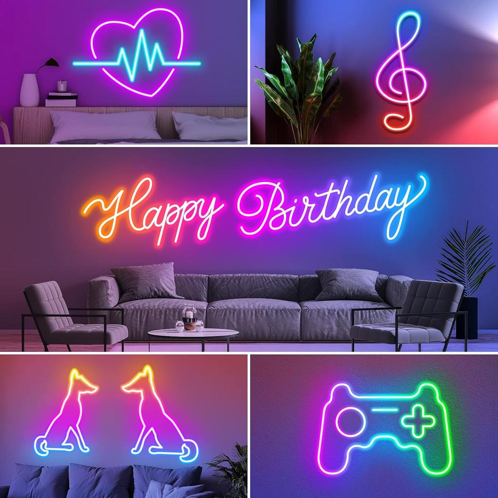 DC5V USB Bluetooth Neon Strip Light 1/2/3/5/10m IP65 Waterproof Music Sync RGBIC Flexible Tape for Indoor Outdoor Decor