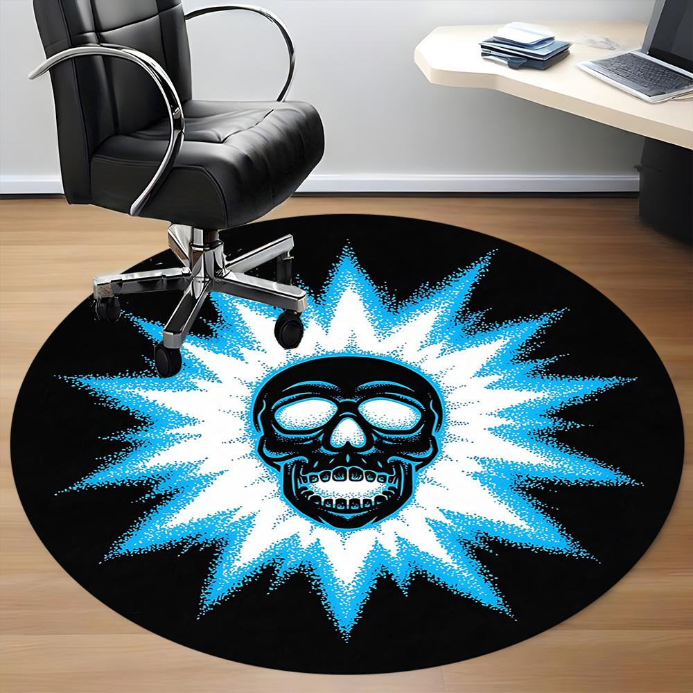 1pc Skull Sunburst Office Round Area Rug, Under Office Chairs Bedroom Living Room Home Decor, Room Deco, Available in Various Sizes 133