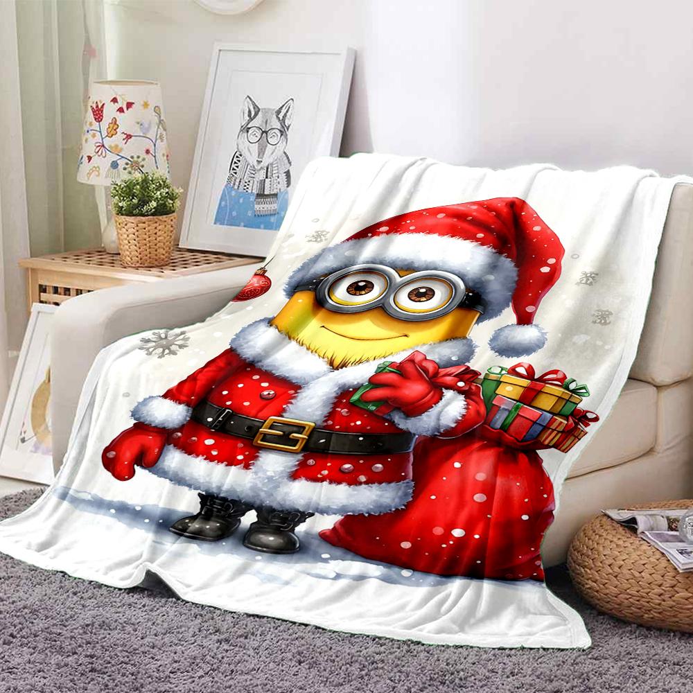1Pc Christmas Minion Santa Helper Blanket Soft And Comfortable Casual Warm Camping Travel Christmas Halloween Gift M91747