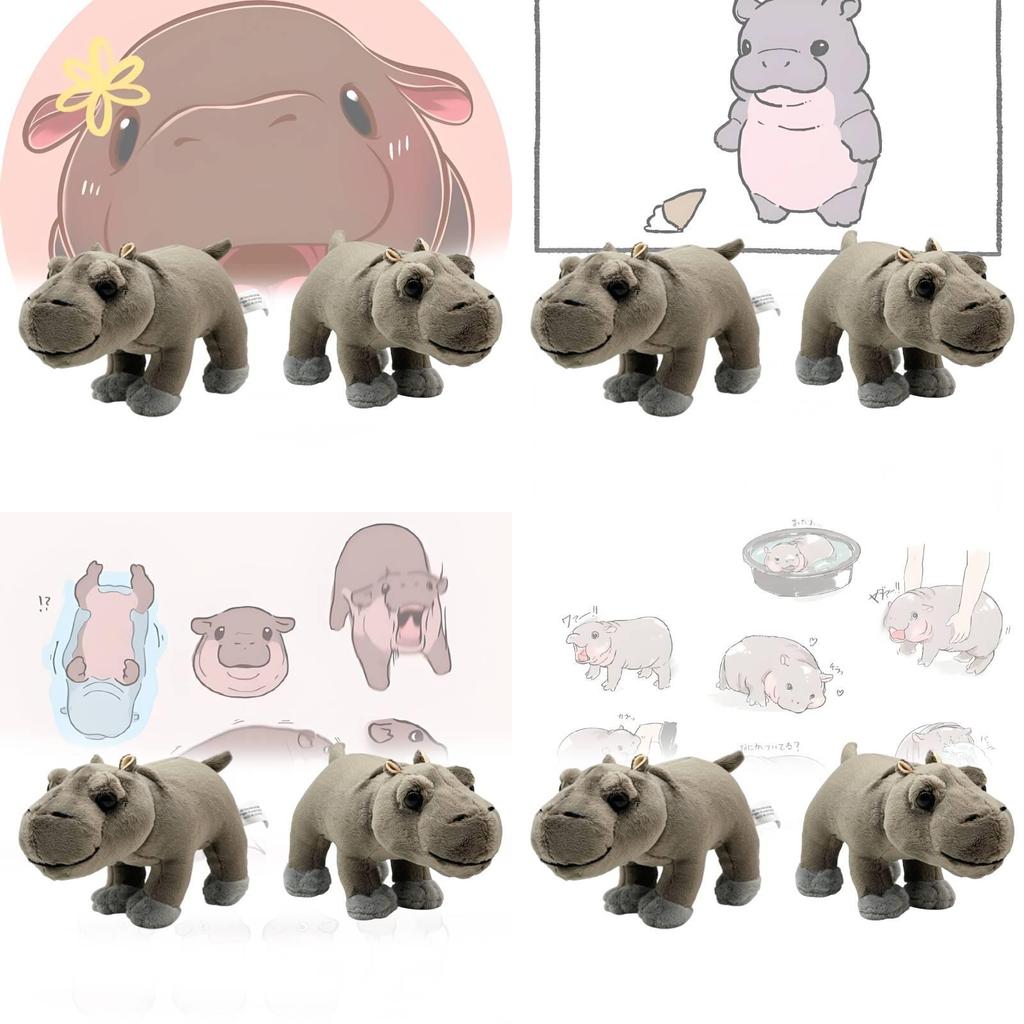 Adorable Moo Deng Plush Hippo Doll Soft Stuffed Animal In Brown With Pp Cotton Filling