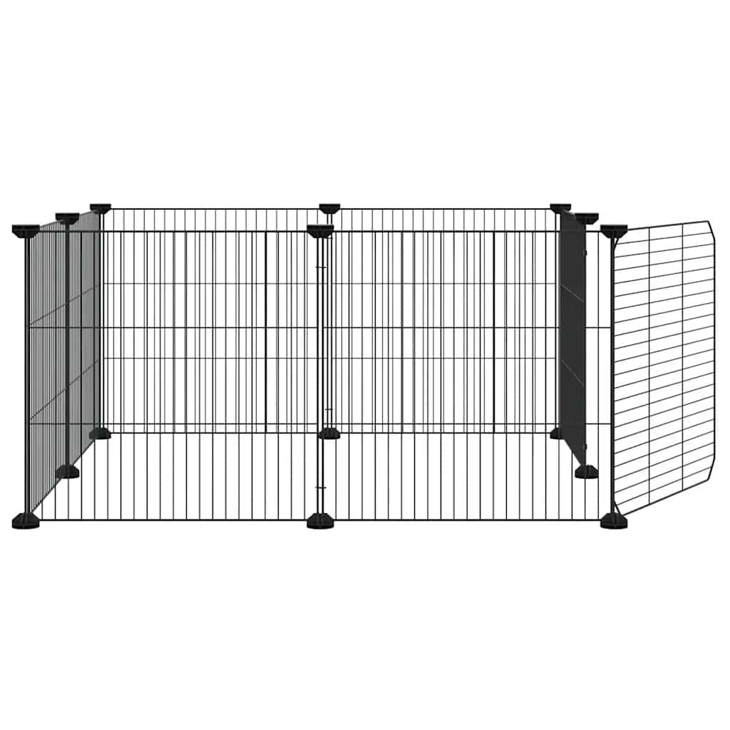 Vidaxl Gabbia per Animali con Cancello, 8 Pannelli, Nera, 35x35 cm, Acciaio