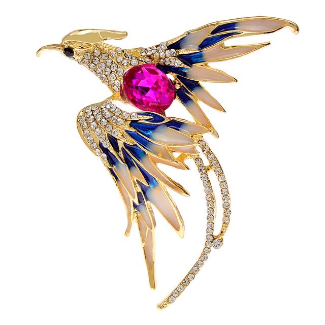 

Броши Феникс для женщин, модная булавка со стразами в виде птицы, 3 цвета, доступны для вечеринок, свадебных украшений синий