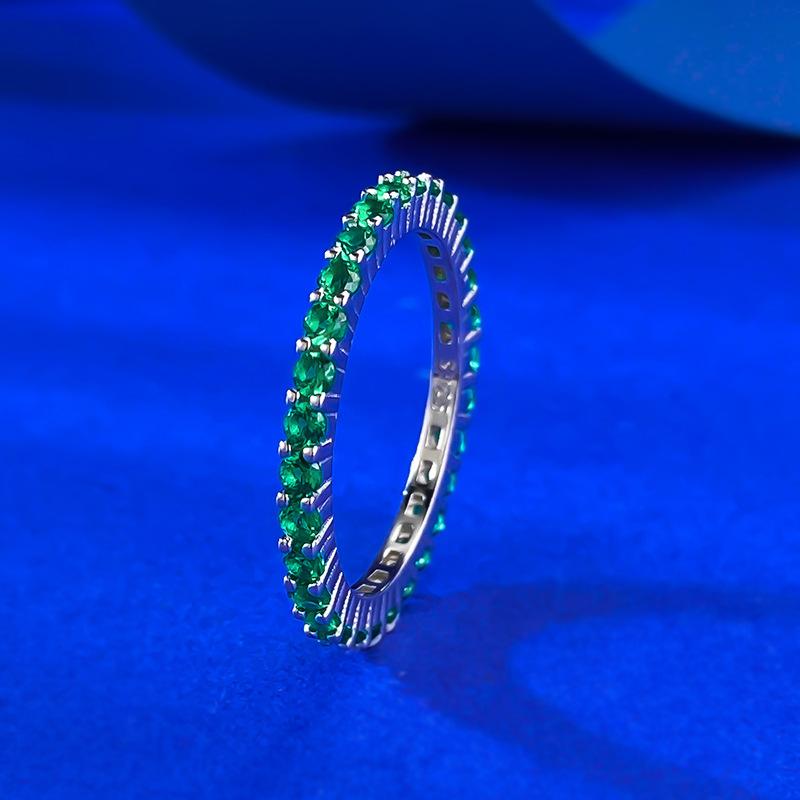 Spring And Summer Red Blue Green Thin Ring Personality Ring Thin Row Diamond Ring Wind