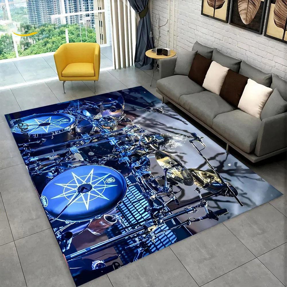 3D Drum Kit Music Instruments Carpet High Quality Non-Slip Bedroom Kitchen Doormat Large Size Balcony Corridor Area Decor Rug
