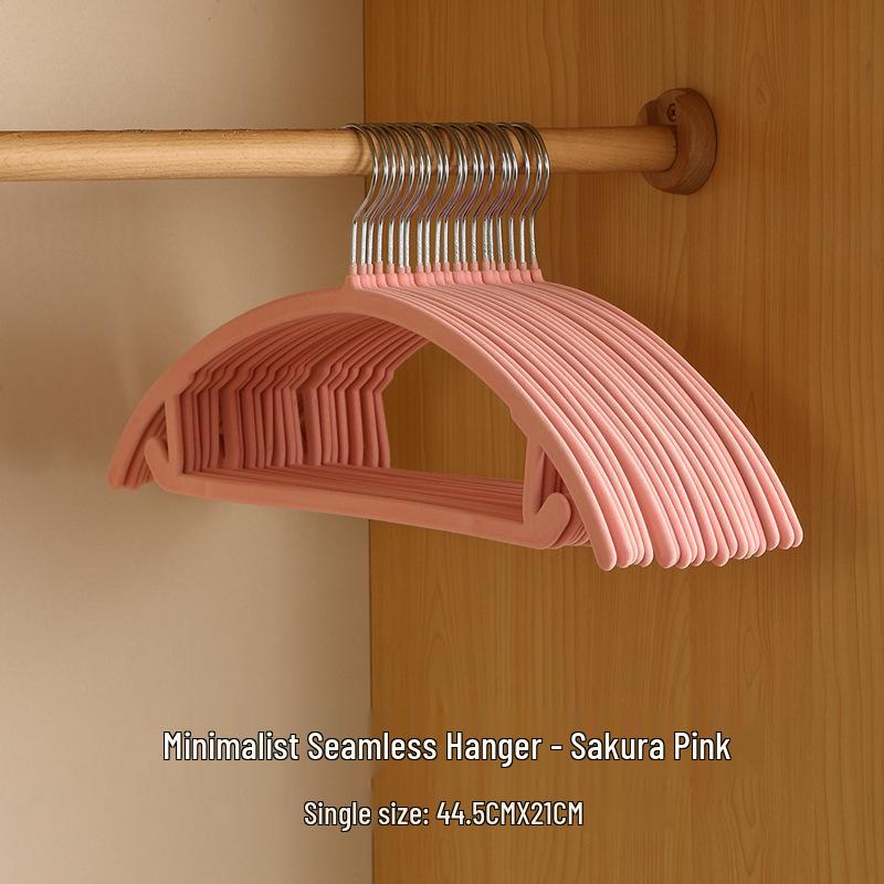 Non-Slip Thickened Flocked Clothes Hanger - Seamless, No Shoulder Marks, Multi-functional Household Hanger for Adults