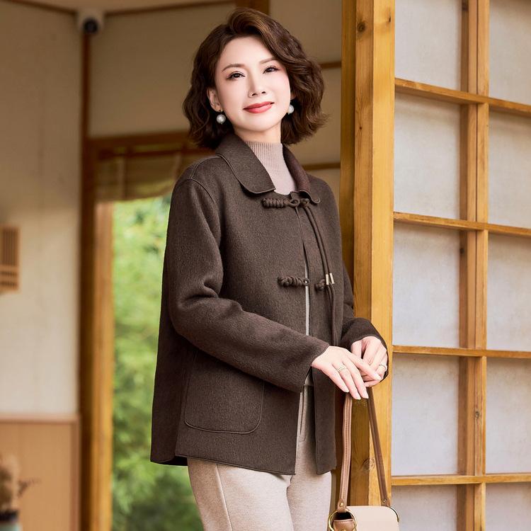 Women's Middle-aged Woolen Jacket Autumn and Winter New Clothes 40-year-old Lapel Fashionable Middle-aged and Elderly Mother Dressed for Women