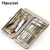 19pcs/set Manicure and Pedicure Tool Set with Storage Box Portable Foot Care Set, Suitable for Women Men Travel Home Salon Gifts