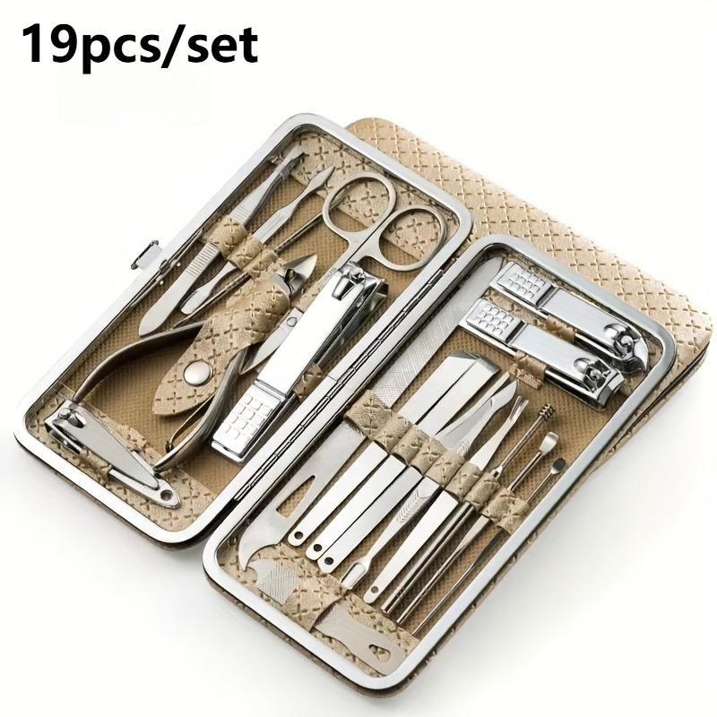 19pcs/set Manicure and Pedicure Tool Set with Storage Box Portable Foot Care Set, Suitable for Women Men Travel Home Salon Gifts