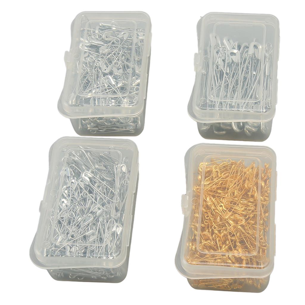 4 Boxes Metal Safety Pins Stainless Steel Assorted Small and Large Safety Pins Fastening Pins for