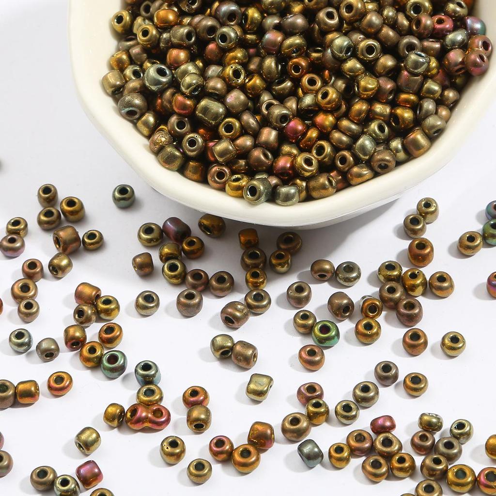 2/3/4mm Metal-Colored Glass Rice Beads for DIY Jewelry Making