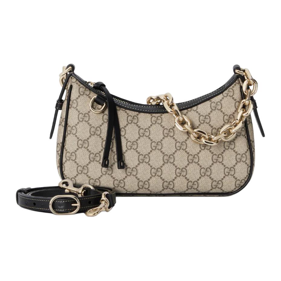 Gucci GG Emblem Double G All Over Print Design GG Coated Fabric Shoulder Bag Small Women Shoulder Bag Beige Dark-Brown 847447-FAD6L-9741